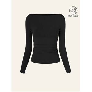 OGL ProWarm Modern Side Ruched Boatneck Brami Top NWT M